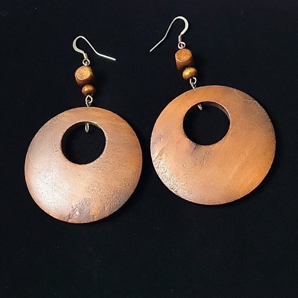 Wooden hoop earrings/ boho/ bohemian